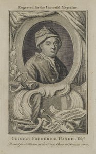 Georg Friedrich Händel, graviert für das Universal Magazine, ca. 1760 von English School