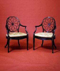 George III ebonisierte und vergoldete Sessel im Stil von Chippendale, spätes 18. Jahrhundert