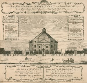George Whitfields neue Kapelle und Almosenhäuser in Tottenham Court Road, London, 1764