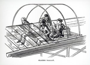 Verglasungswagen, verwendet im Crystal Palace von Paxton, 1850 von English School