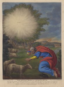 Gott erscheint Moses im brennenden Busch von English School