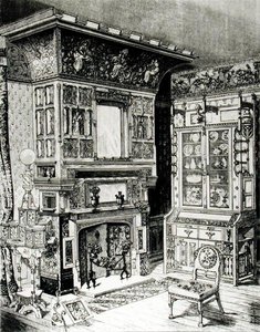 Gotischer Schrank und ein reich verzierter Kamin von Cox & Sons für Philadelphia von English School