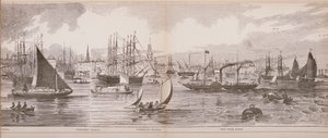 Großes Panorama von London, vom Fluss Thames aus in Richtung Shadwell, East India Docks und Limehouse, 1849 von English School