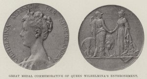 Große Medaille zur Erinnerung an die Thronbesteigung von Königin Wilhelmina (Gravur) von English School