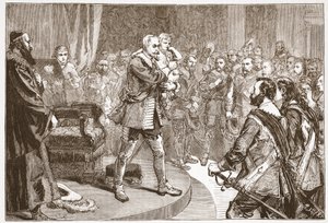 Gustavus Adolphus verabschiedet sich von den Staaten, Illustration aus The History of Protestantism von James Aitken Wylie, veröffentlicht 1878 von English School