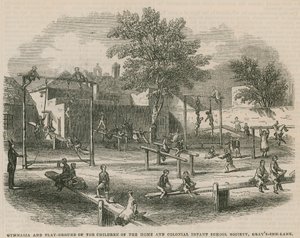 Turnhallen und Spielplatz der Kinder der Home and Colonial Infant School Society von English School