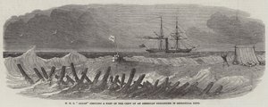 HMS "Alban" rettet einen Teil der Besatzung einer amerikanischen Brigantine in den Serranilla Keys von English School