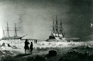 HMS Assistance und Pioneer in Winterquartieren bei der Rückkehr des Tageslichts von English School