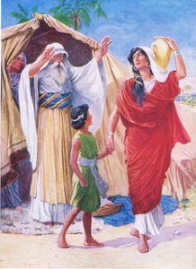 Hagar und Ismael, aus Das Bibelbilderbuch veröffentlicht von Thomas Nelson, ca. 1950 von English School