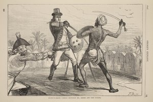 Nahkampf zwischen Mr. Shore und dem Goojur, Illustration aus Cassells Illustrierter Geschichte Englands