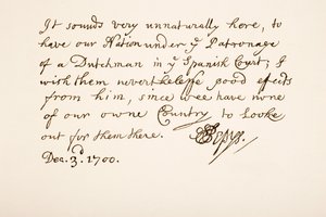 Handschrift und Unterschrift von Samuel Pepys, 1700