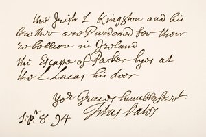 Handschrift und Unterschrift von Titus Oates, 1694 von English School
