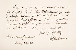 Handschrift und Unterschrift von William Eward Gladstone, 1852