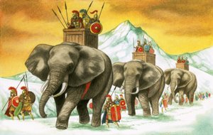 Hannibals Armee auf Elefanten von English School
