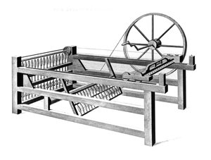Hargreaves Spinning Jenny (gestochen von T.E. Nicholson, 1834)