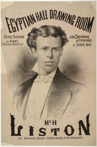 Harry Liston, der Bauchredner und Entertainer, der 1878 in der Egyptian Hall auftrat