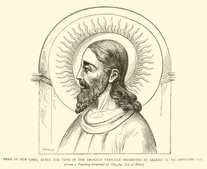 Kopf unseres Herrn, nach dem Typus des Smaragd-Vernikels, präsentiert von Bajazet II. an Innozenz VIII. von English School