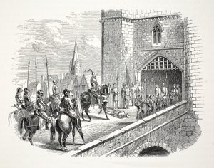 Henry Earl of Richmonds (später Henry VII) Einzug in Shrewsbury über den Körper des Bürgermeisters von English School