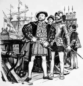 Heinrich VIII., der Englands Marine von nur sieben auf fünfundachtzig Schiffe ausbaute von English School