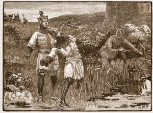 Heldentum von St. Clair bei der Belagerung von Bridgnorth Castle, Illustration aus Cassells Illustrierter Geschichte Englands von English School