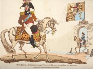Seine Königliche Hoheit, der Prinzregent von Großbritannien, veröffentlicht von Richard Evans, graviert von Romney, Illustration aus An Historical Account of the Battle of Waterloo von William Mudford, 1816