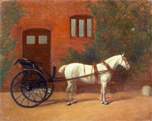 Pferd an eine Kutsche angespannt (Paar zu 416406)