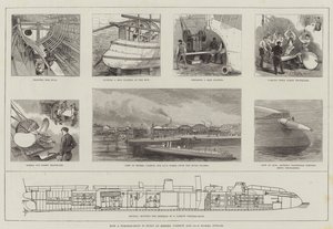 Wie ein Torpedoboot bei Messers Yarrow and Company in Poplar gebaut wird (Stich) von English School
