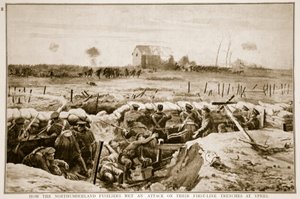 Wie die Northumberland Fusiliers einen Angriff auf ihre vordersten Schützengräben bei Ypern abwehrten, 1914-19 von English School