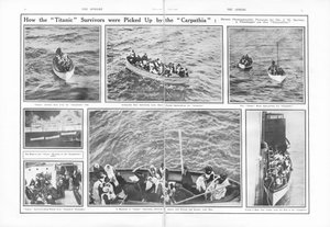 Wie die Überlebenden der Titanic von der Carpathia aufgenommen wurden, aus The Sphere, 04. Mai 1912