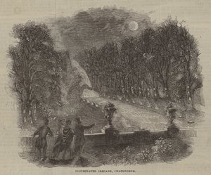 Illuminierter Wasserfall, Chatsworth von English School