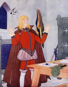 Illustration für Der glückliche Prinz von Oscar Wilde (Farblithographie) von English School