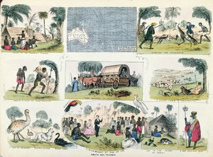 Illustrationen von Australien und Polynesien, aus einem Geografiebuch