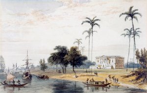 Im Gartenhaus Reach, Kalkutta (Aquarell auf Papier) von English School
