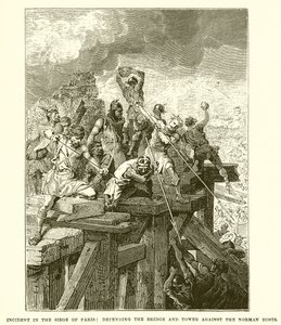 Vorfall bei der Belagerung von Paris: Verteidigung der Brücke und des Turms gegen die Normannen von English School
