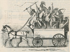 Indianer vom Ojibbeway-Stamm in einem Londoner Bus von English School
