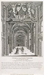 Innenansicht des Dukes Theatre, London, graviert von Richard Sawyer, 1820