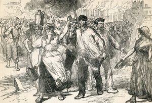 Aufständische verwüsten die Straßen von Paris, aus Cassells Illustrated History, 1872