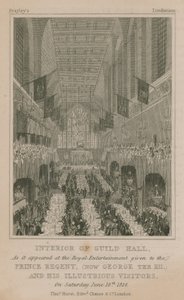 Innenraum der Guildhall, London, wie er bei der königlichen Unterhaltung für den Prinzregenten erschien von English School