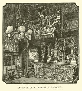 Innenraum eines chinesischen Joss-Hauses von English School