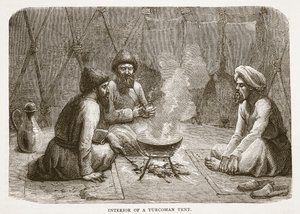 Inneres eines Turkmenen-Zeltes, Illustration aus Cassells Illustrierter Geschichte Englands