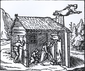 Innenansicht eines Hexenhauses, 1579 von English School