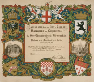 Einladung der Corporation of London zu einem Bankett in der Guildhall, 24. Mai 1909