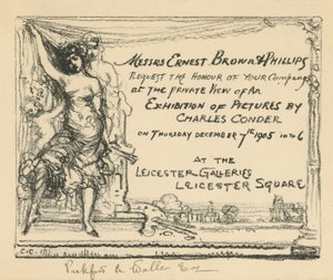 Einladung zu einer Ausstellung von Werken von Charles Conder von English School