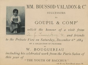 Einladung zu einer Ausstellung von Werken von William Bouguereau von English School