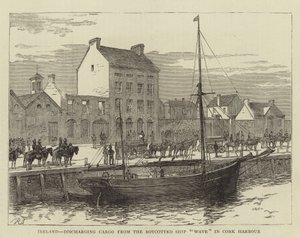 Irland, Entladung der Ladung vom boykottierten Schiff "Wave" im Hafen von Cork