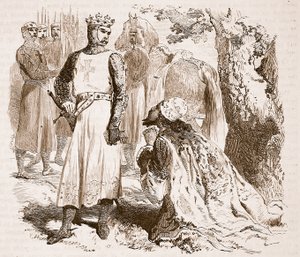 Isaak von Zypern bittet um die Freilassung seiner Tochter, Illustration aus Cassells Illustrierter Geschichte Englands