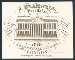 J Bramwell, Hutmacher, Visitenkarte