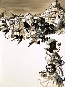 J. R. R. Tolkien und Charaktere aus Herr der Ringe von English School