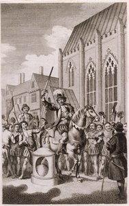 Jack Cades Rebellion im Jahr 1450: Cade erklärt sich zum Herrn der Stadt London am London Stone, Cannon Street, ca. 1770