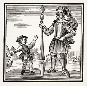 Jack und der Riese, Illustration aus Chap-books des achtzehnten Jahrhunderts von John Ashton, veröffentlicht 1882 von English School